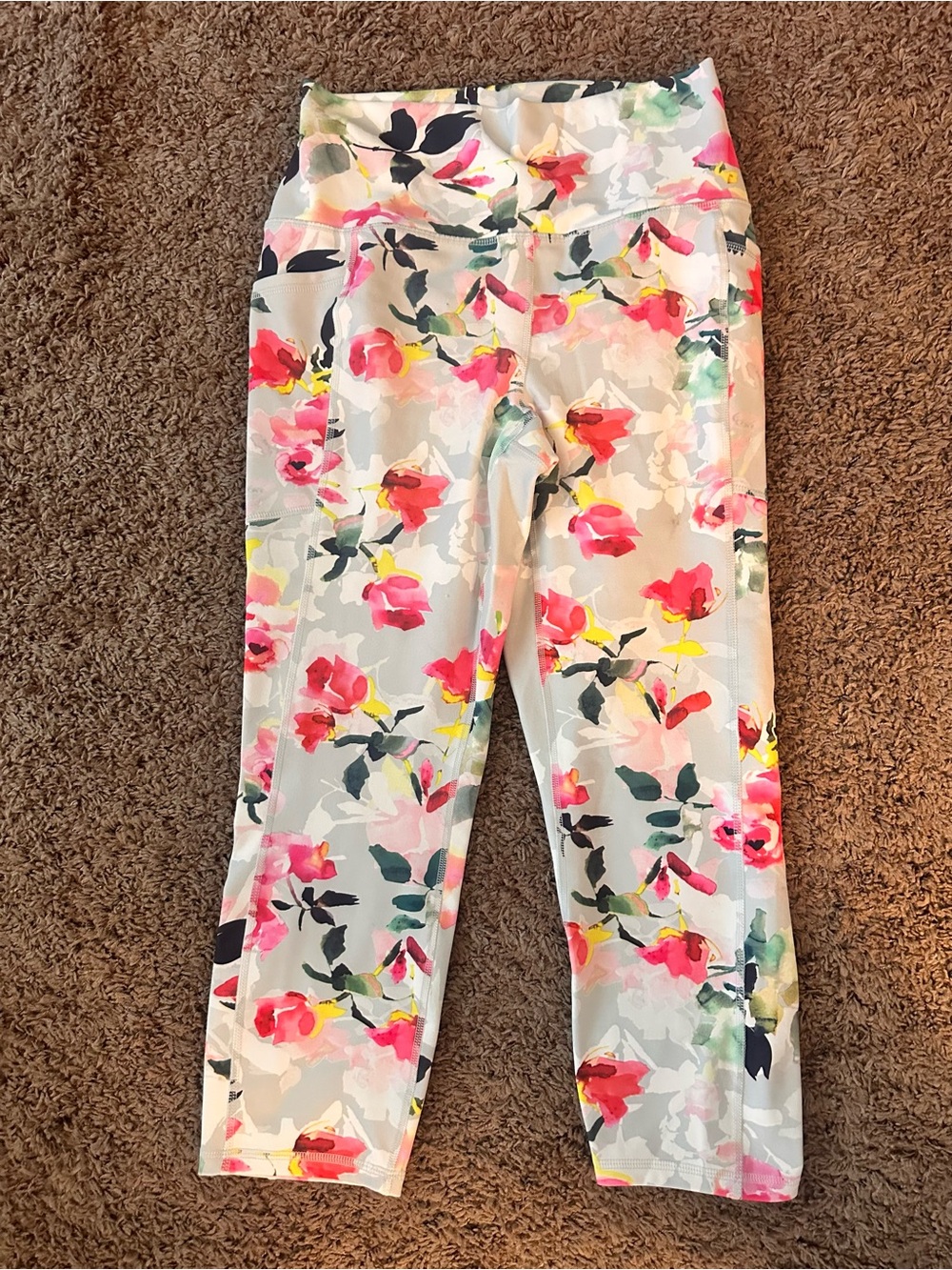 Women’s ' Floral Capri Leggings - White Multi